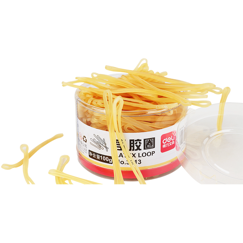 得力3213乳胶圈 橡皮筋 办公财务用 强韧性牢固 长久耐用1筒装 100g/筒