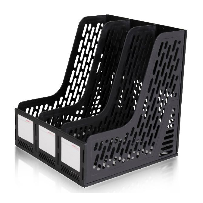 得力9845三联文件框 塑料文件架资料架 可选黑/灰色