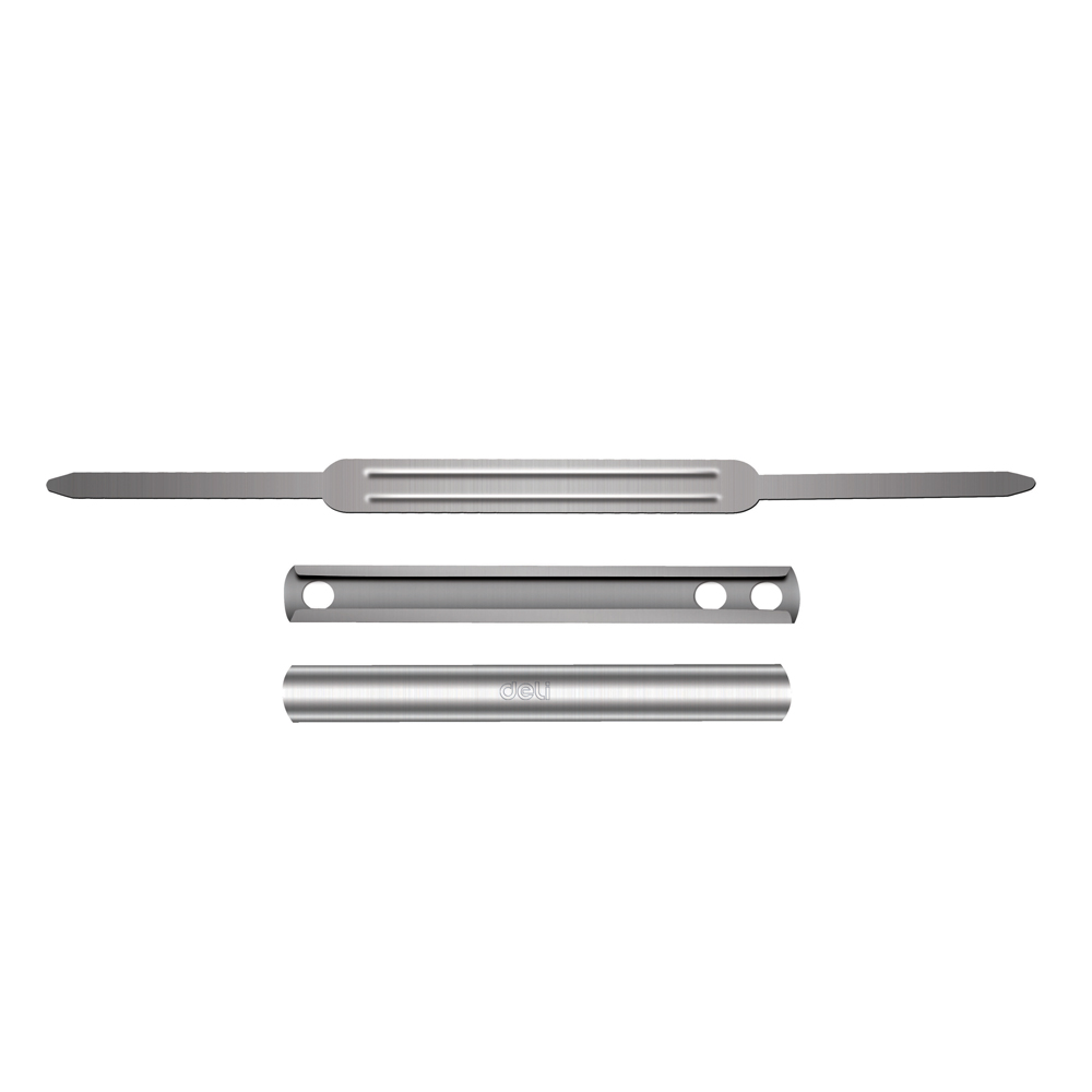 得力5547封闭式装订夹 装订扣 装订条 装订夹 80mm 封面夹条 银色 50套/盒