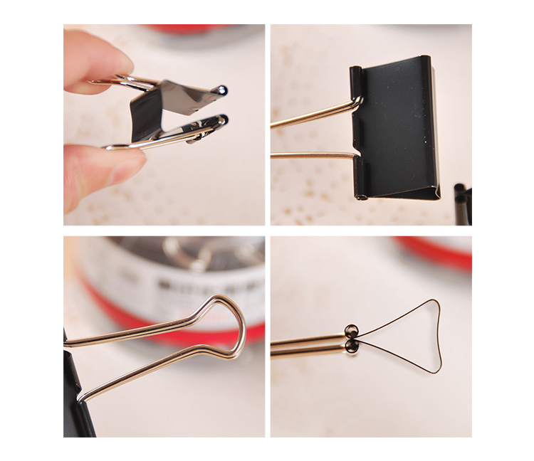 得力8561-8566黑色筒装长尾夹 票夹燕尾夹子