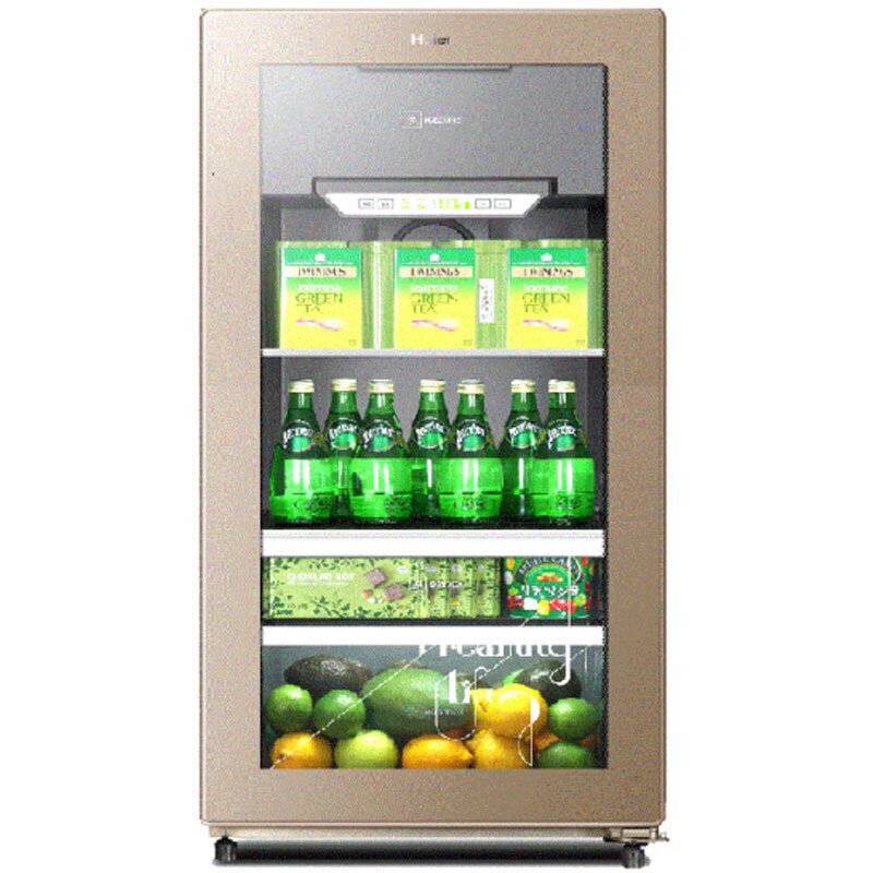 海尔（Haier） 冰吧酒柜电子温控冷藏柜展示柜饮料柜钢化玻璃 金色 90升触屏电脑控温LC-90DG
