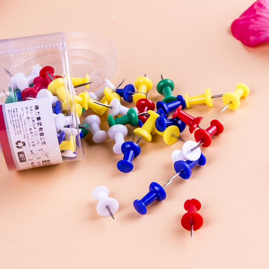 得力0042 得力盒装彩色工字钉 金属不锈钢绘画图钉 80枚/盒