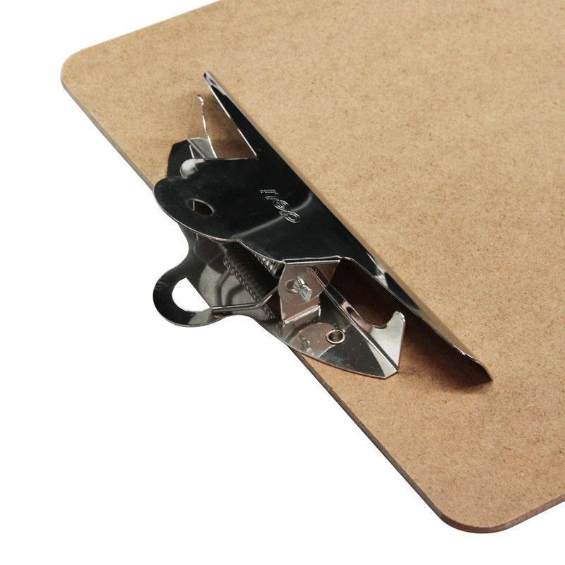 得力9227书写板夹 A4木制垫板 木质文件夹 金属蝴蝶夹子 土棕色