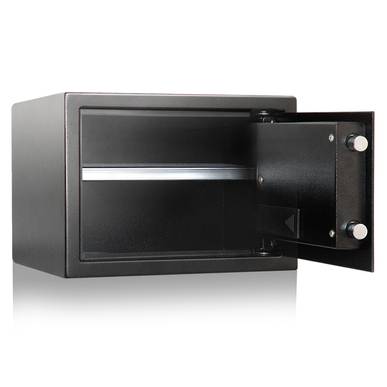 得力(deli)锐剑系列小型入墙入柜保管箱 高25cm办公家用密码保管柜 92620