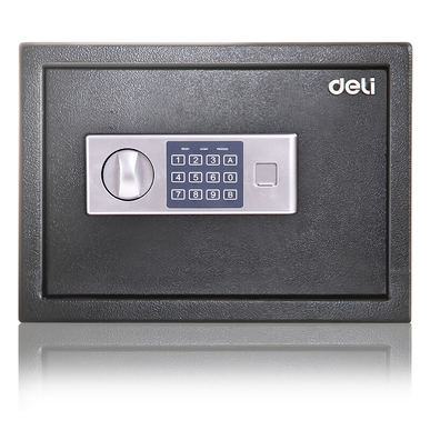 得力(deli)锐剑系列小型入墙入柜保管箱 高25cm办公家用密码保管柜 92620