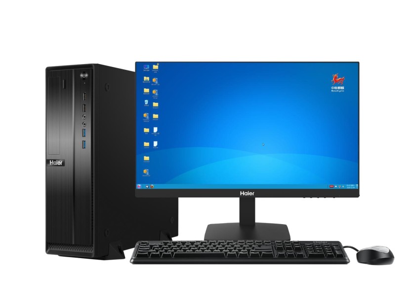 海尔（Haier）博越LX11-Z2386 国产芯片 商用办公家用娱乐台式机电脑 主机+19.5英寸宽屏LED显示器 (国产兆芯C4701/8G/128G/集显/19.5寸宽屏LED显示器/安装正版Linux操作系统）