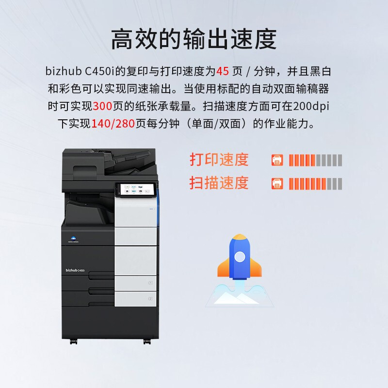 柯尼卡美能达(KONICA MINOLTA)bizhub C450i A3彩色复合机打印复印扫描一体机（双面输稿器+双纸盒）