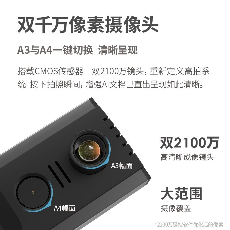 得力 15162高拍仪 2100万高清双摄 A3/A4一键切换 远程教学网课 文档资料连续扫描 照片身份证扫描仪