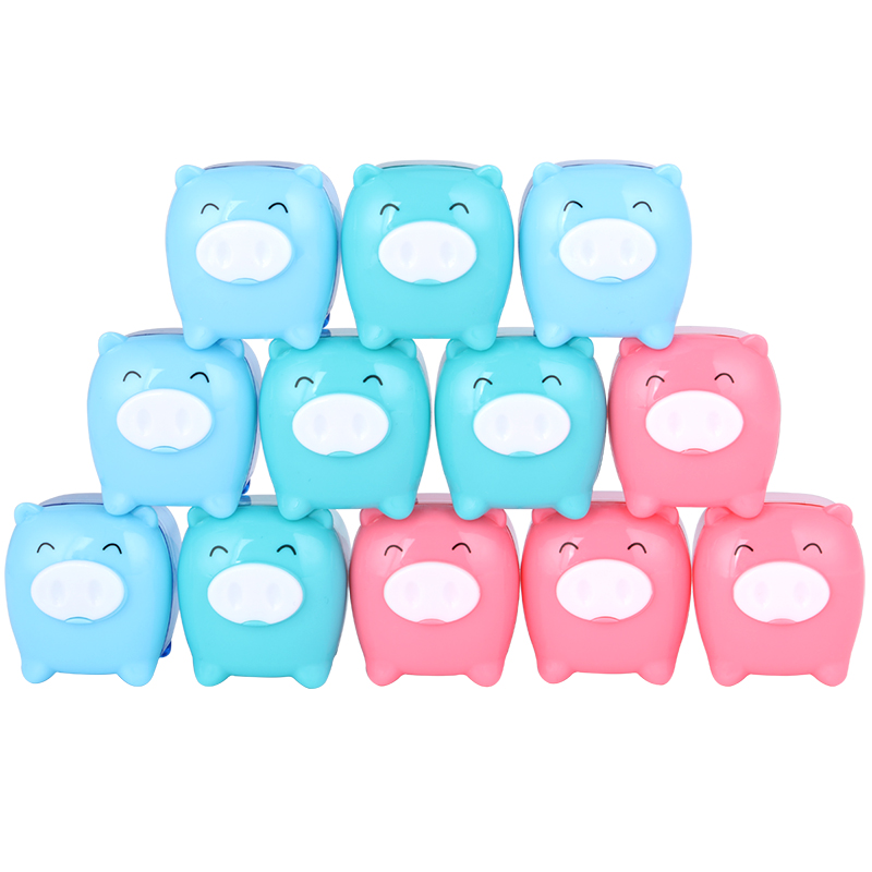 得力0557珍宝猪卷笔刀 削笔器 学生削笔机 可爱卡通笔刨 混色