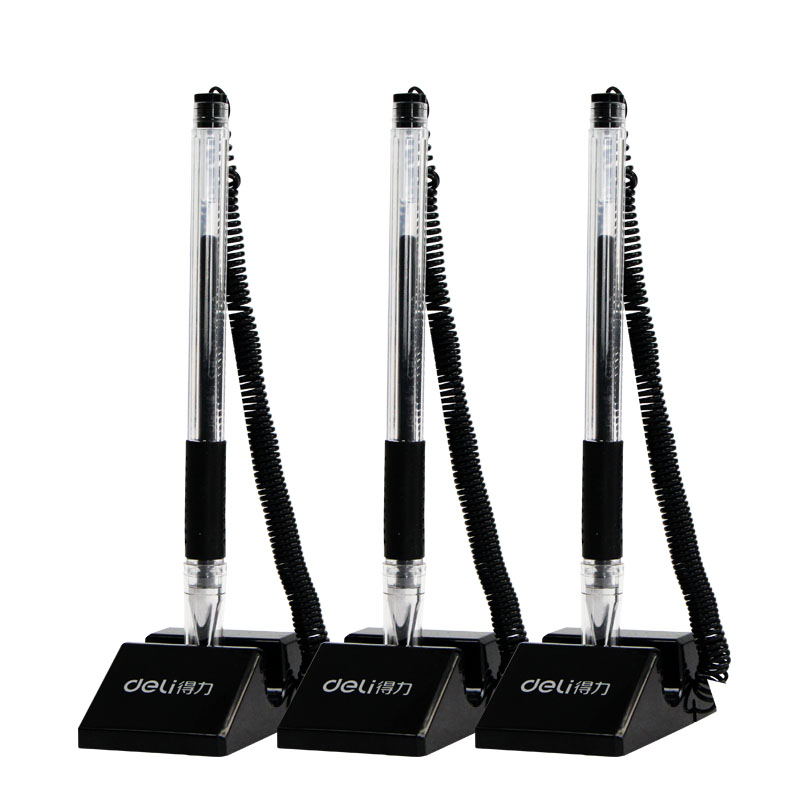 得力思达6791台笔 0.5mm固定办公笔桌签字笔 柜台笔可换笔芯 黑色单支价