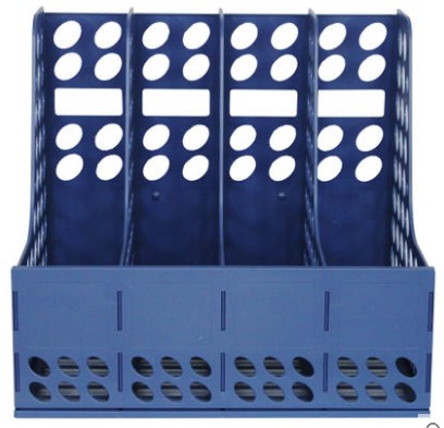 得力9844四联文件框 塑料文件架资料架 可选蓝/灰白色