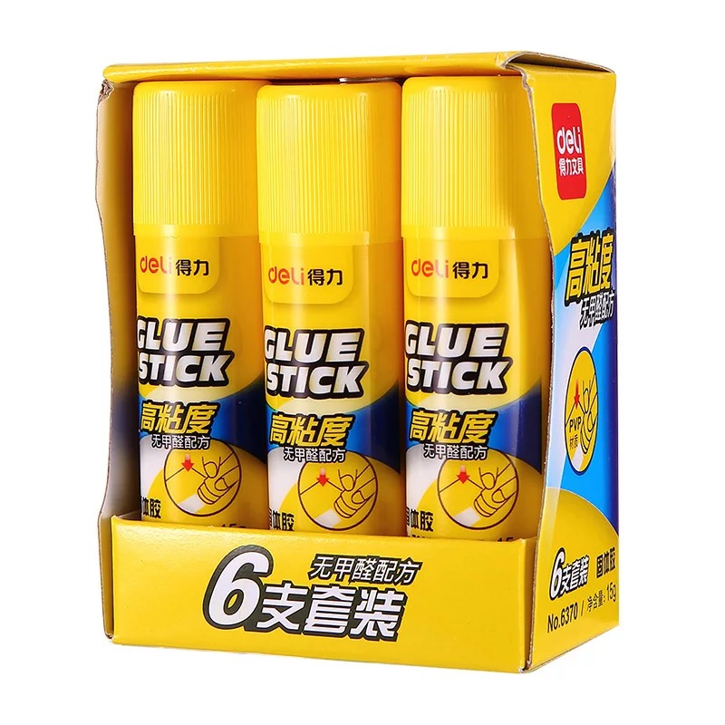 得力6370固体胶 白胶棒白色胶水手工胶棒粘胶学生胶棒 6支/盒