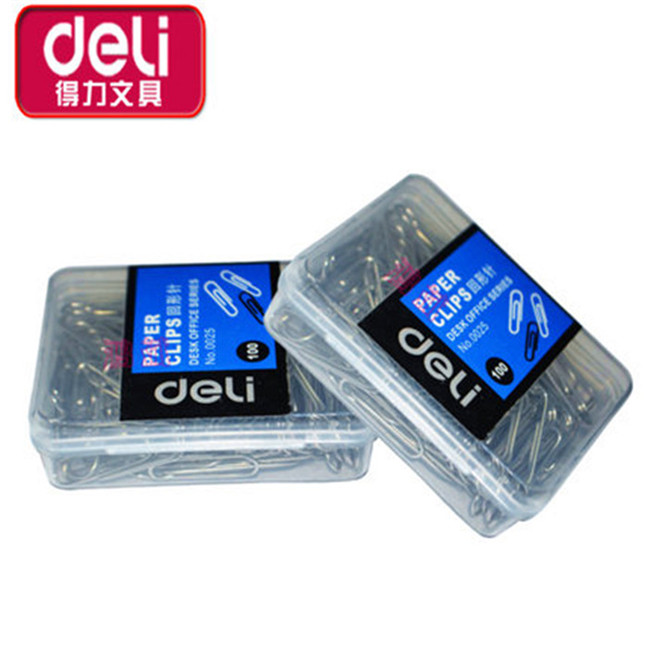 得力0025回形针 银色回形针曲别针29MM 100枚/盒