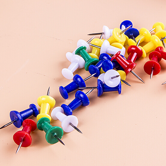 得力0042 得力盒装彩色工字钉 金属不锈钢绘画图钉 80枚/盒