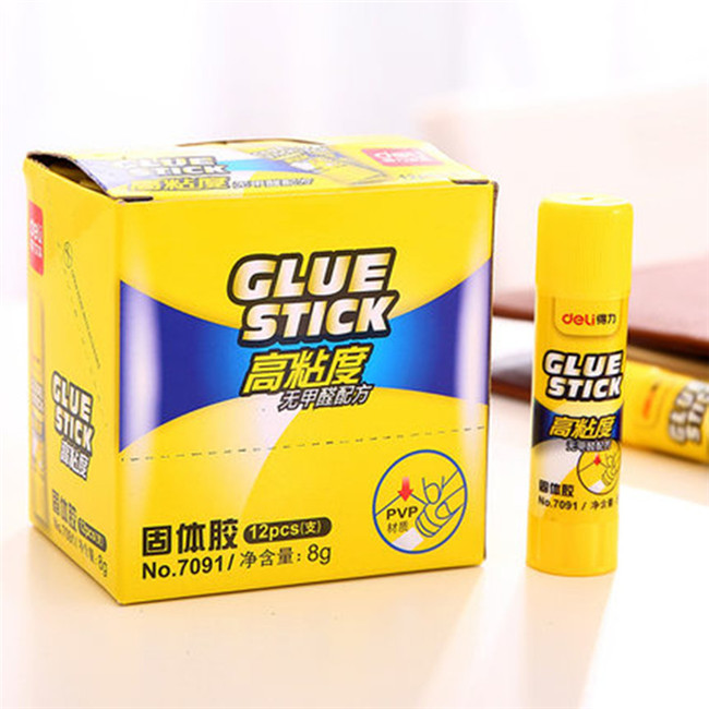 得力7091固体胶 粘度环保无甲醛配方8g胶棒超强粘合固体胶 12支/盒 单支价