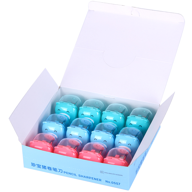 得力0557珍宝猪卷笔刀 削笔器 学生削笔机 可爱卡通笔刨 混色