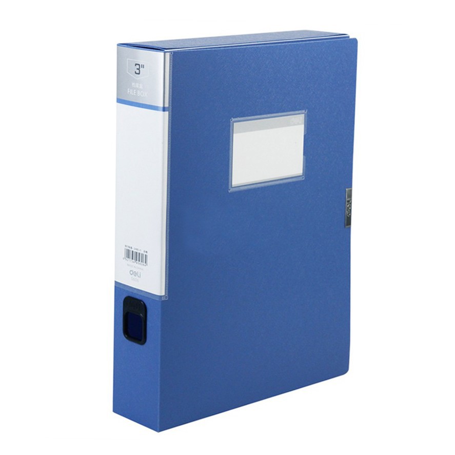 得力5606档案盒 A4粘扣文件资料收纳文件盒 资料盒 背宽5.7cm 可选蓝/深灰色