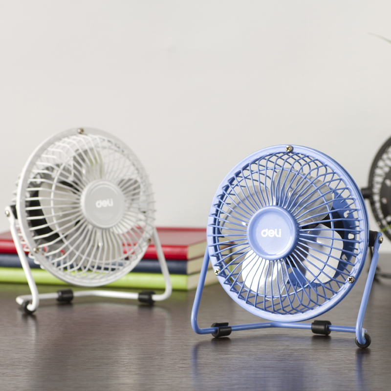 得力3680USB迷你风扇(白)(台)4寸铁艺USB直供电