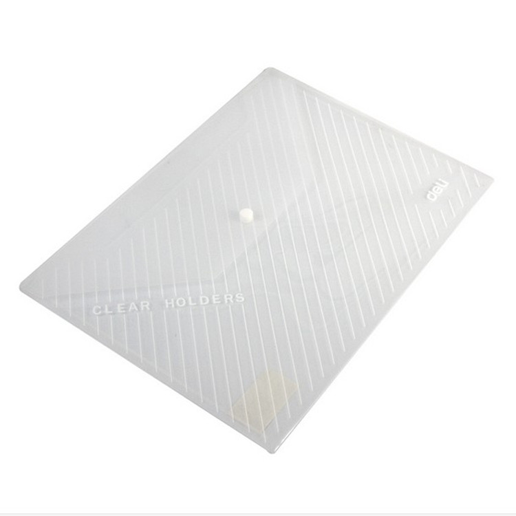 得力5501文件袋 透明丝印按扣公文袋A4文件袋 单只装 可选蓝/透明色