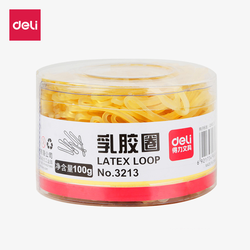 得力3213乳胶圈 橡皮筋 办公财务用 强韧性牢固 长久耐用1筒装 100g/筒