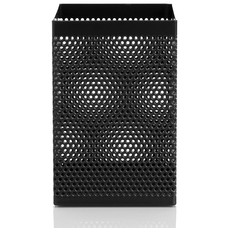得力908黑色金属网纹方形笔筒 笔座 得力笔筒 网状文具 办公用品