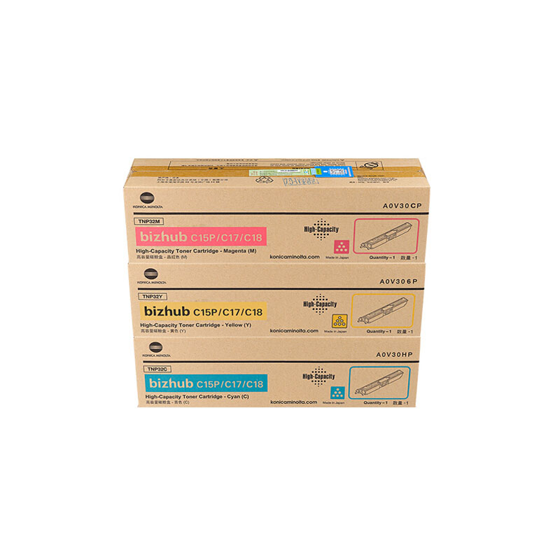 柯尼卡美能达(KONICA MINOLTA) 原装bizhub C15P/C17/C18 (2.5K)组合粉盒TNP32C/M/Y（红黄蓝） 适用bizhub C15P/C17/C18 红黄蓝三色
