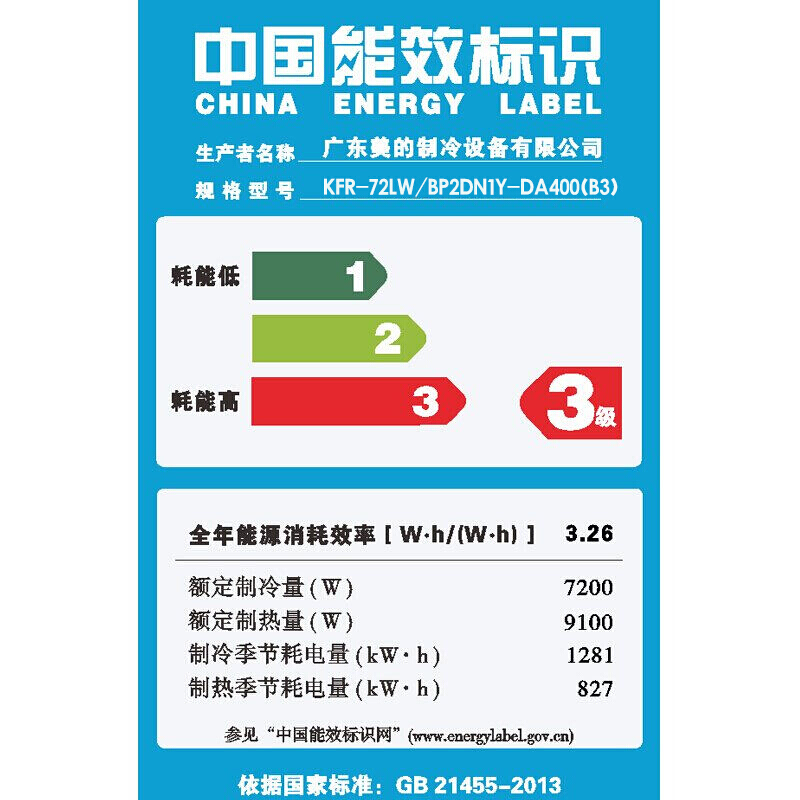 美的(Midea)KFR-72LW/BP2DN1Y-DA400(B3)冷静星二代变频空调柜机3匹变频