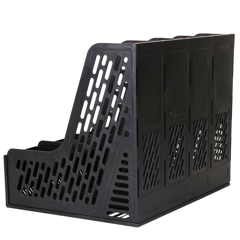 得力9846四联文件框 塑料文件架资料架 可选黑/灰色