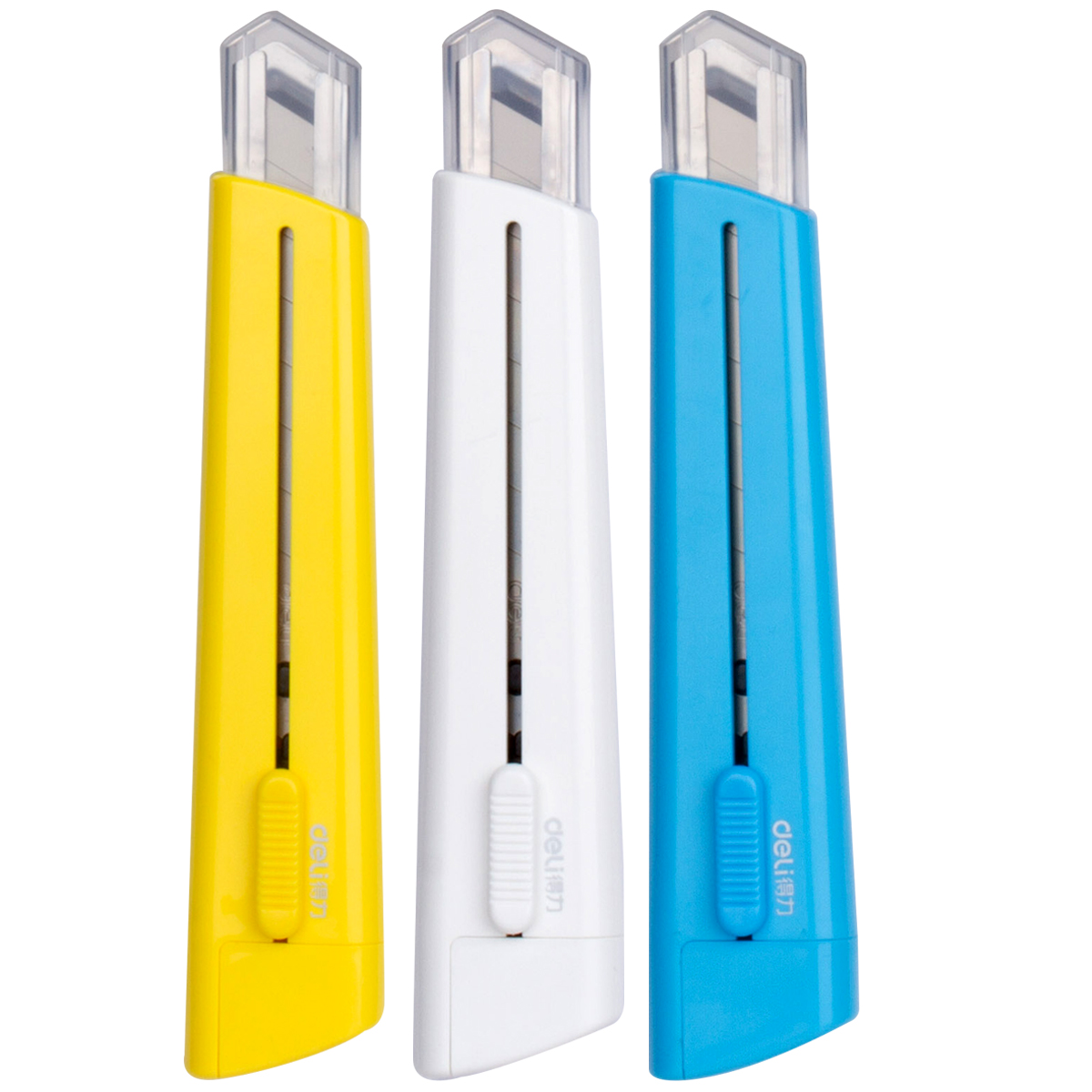 得力2040美工刀 办公彩色时尚创意自动锁刀头护套安全裁纸刀