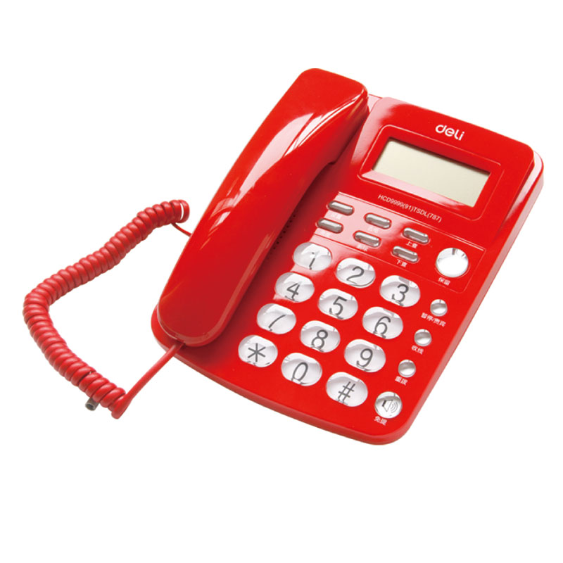 得力787电话机 可选黑/白/红色 红色