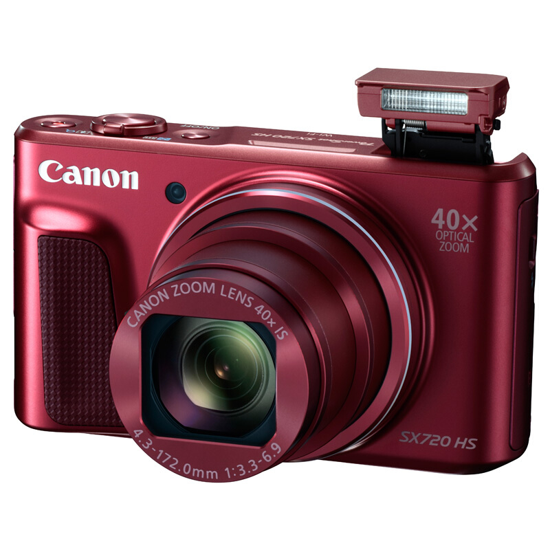 佳能（Canon）PowerShot SX720 HS 数码相机（2030万像素 40倍光变 24mm超广角）黑色/红色