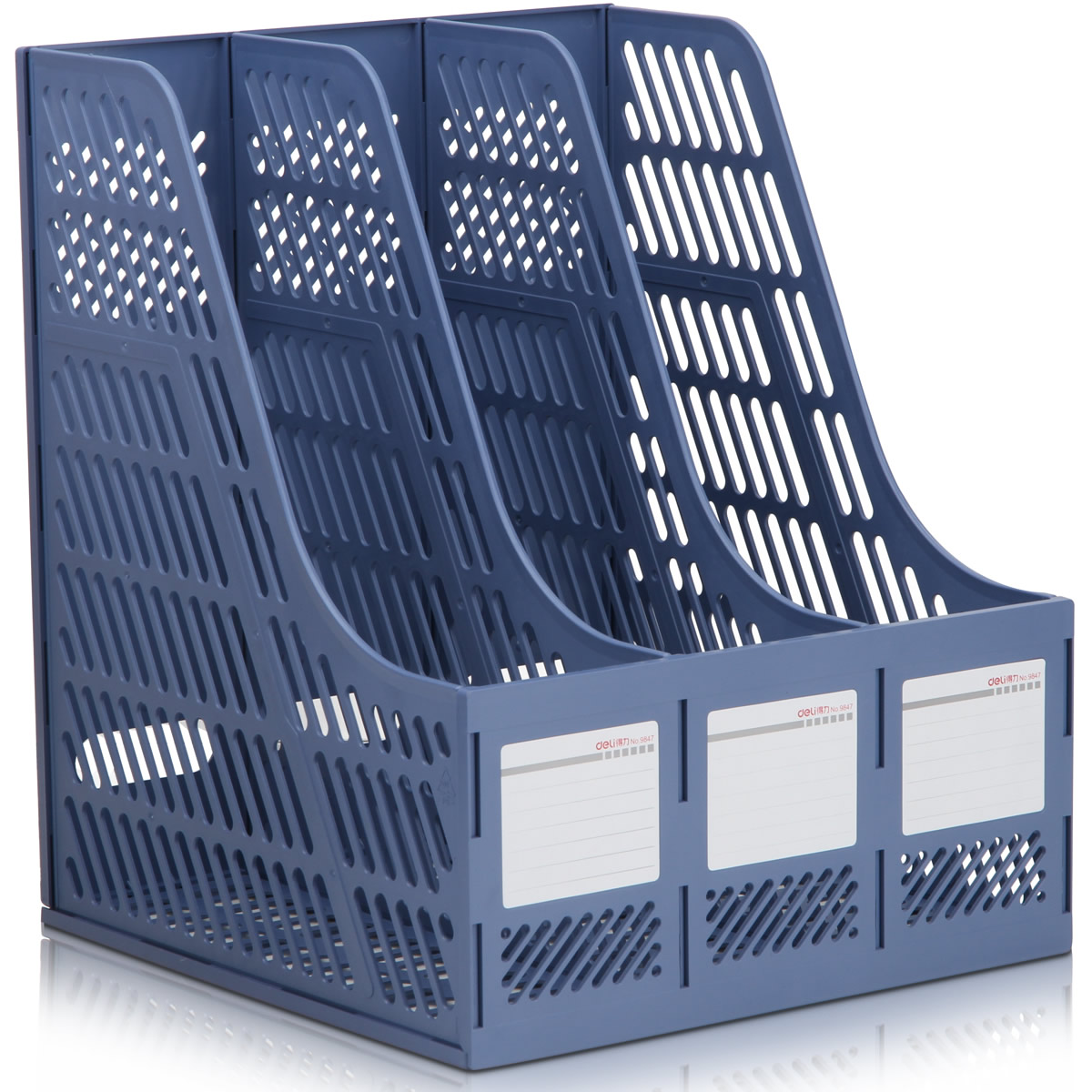 得力9847三联文件框 塑料文件架资料架 可选蓝/黑/灰三色