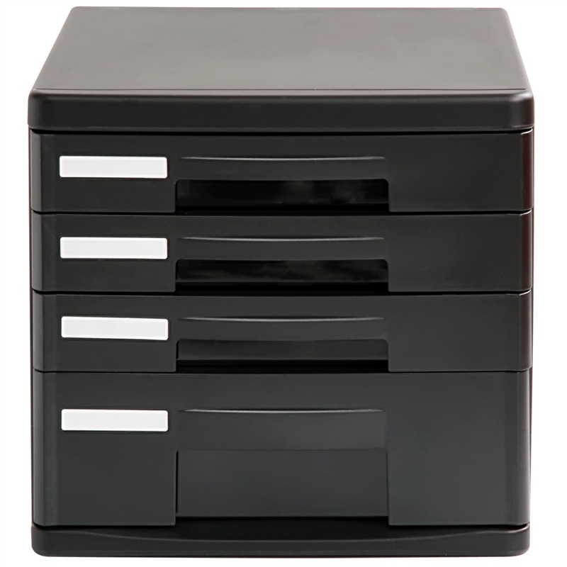 得力9772四层硬塑文件柜 可选黑/灰色