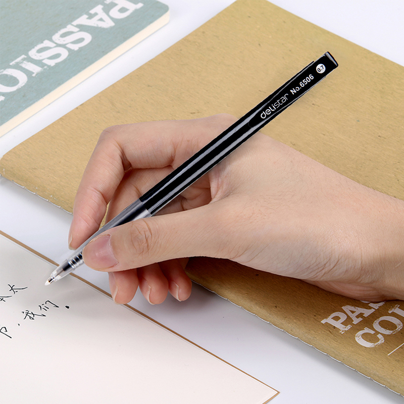 得力6506圆珠笔0.7mm子弹头 按动圆珠笔 自动式 单支价 黑色笔芯