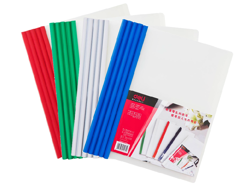 得力5531 A4抽杆夹/文件夹/押杆夹/拉杆夹 背宽10MM（5个/包）可选红/蓝/绿/白/混色