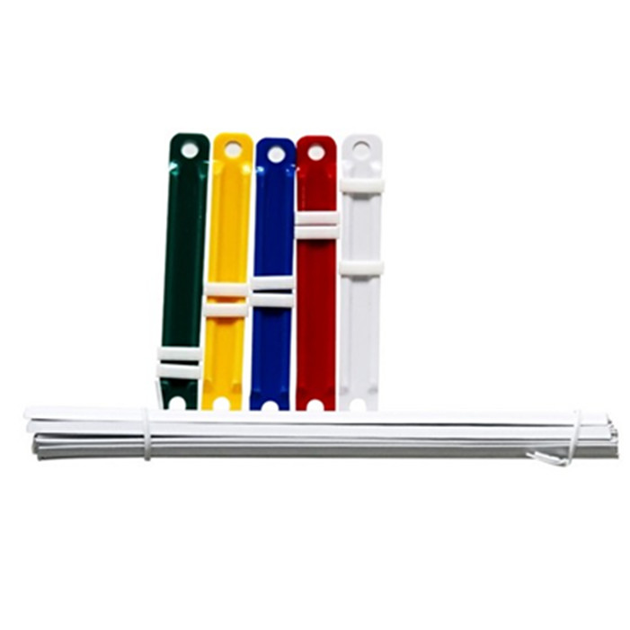 得力5548塑胶装订夹 装订扣 装订条 装订夹 80mm 封面夹条 混色 50套/盒