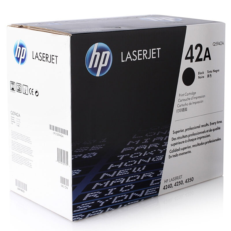 惠普 Q5942A 42A 黑色硒鼓（约10000页）适用LaserJet 4250／4350打印机系列