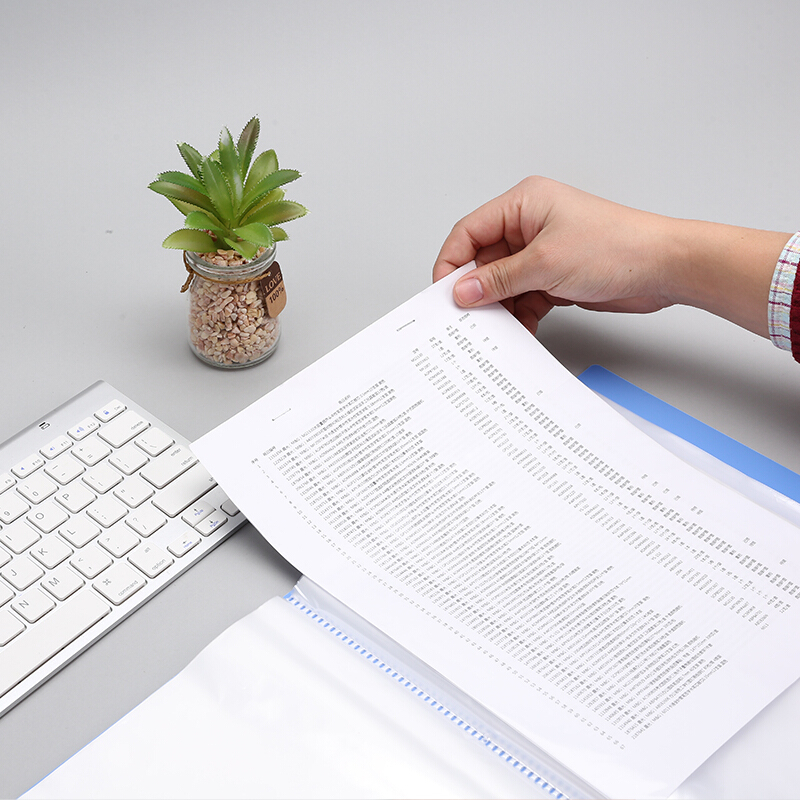 得力 睿智系列A4/100页蓝色资料册文件册 单个装