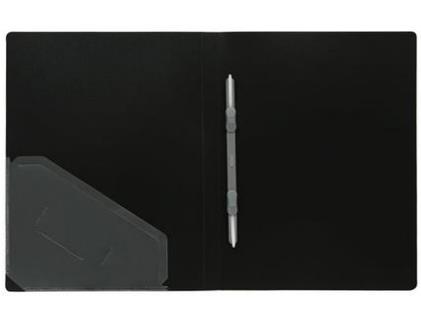 得力5303文件夹 单弹簧夹文件夹+插袋 A4双孔 两孔资料夹 可选蓝/绿/黑/混色