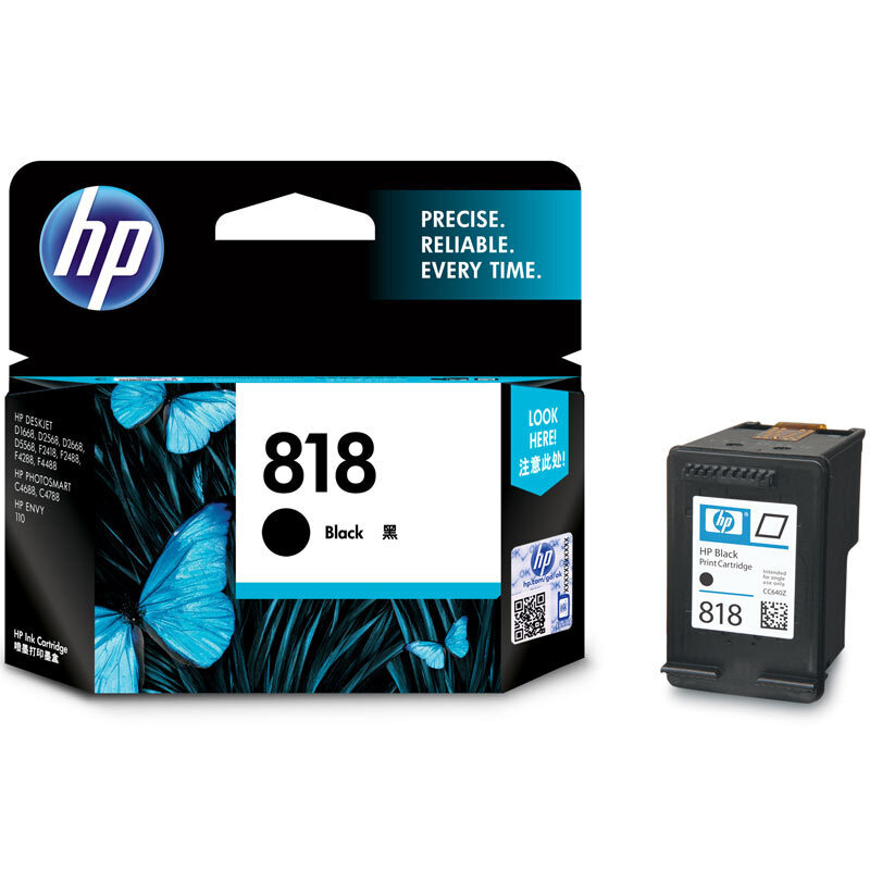 惠普(HP)CC640ZZ 818黑色原装墨盒 约200页 适用惠普喷墨F2418,F2488,F4238,F4288,F4488，C4688,C4788，D1668,D2568,D2668,D5568，Envy 110