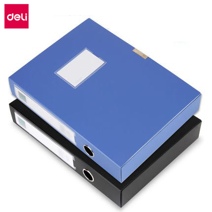 得力5604档案盒 A4粘扣文件资料收纳文件盒资料盒背宽7.5cm 可选黑/蓝色