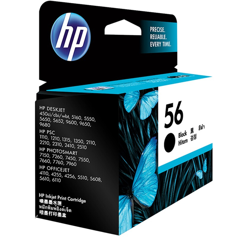 惠普(HP)C6656AA 56号黑色原装墨盒 适用喷墨一体机:HP PSC1350,2110,2310,2410 HP Officejet 4110,4255,4256,5510,5608,5609,5679,6110