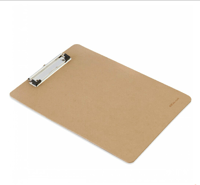 得力9226书写板夹 A4木制垫板 木质文件夹 土棕色