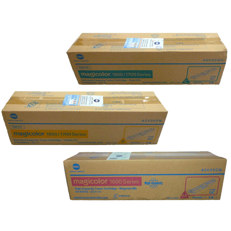 柯尼卡美能达(KONICA MINOLTA) 原装mc 1600系列高容量(2.5K)组合粉盒（红黄蓝） 适用mc 1600系列 红黄蓝三色