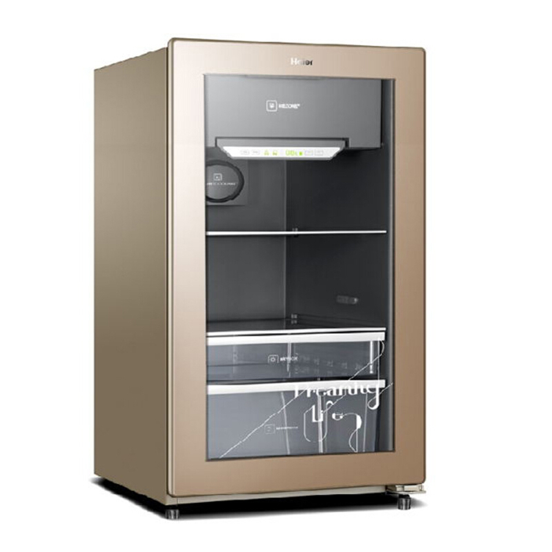 海尔（Haier） 冰吧酒柜电子温控冷藏柜展示柜饮料柜钢化玻璃 金色 90升触屏电脑控温LC-90DG