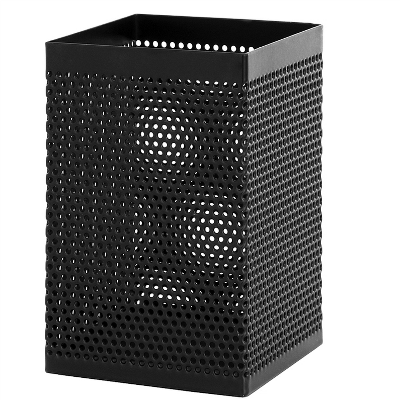 得力908黑色金属网纹方形笔筒 笔座 得力笔筒 网状文具 办公用品