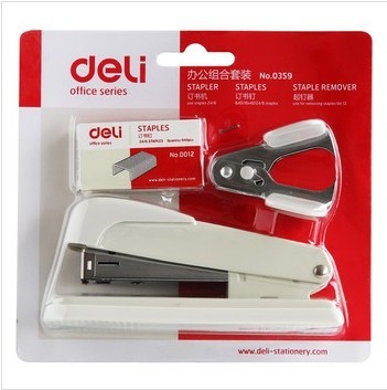 得力0359办公组合套装 订书机套装 (订书机+订书钉+起钉器)