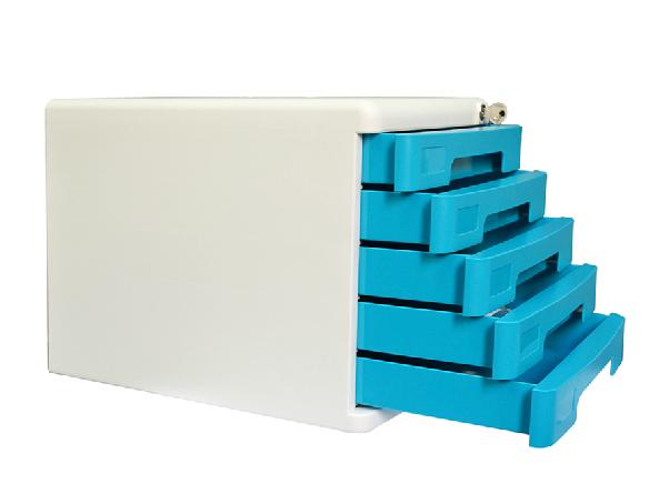 得力9779五层带锁文件柜 抽屉式柜 可选灰/蓝色