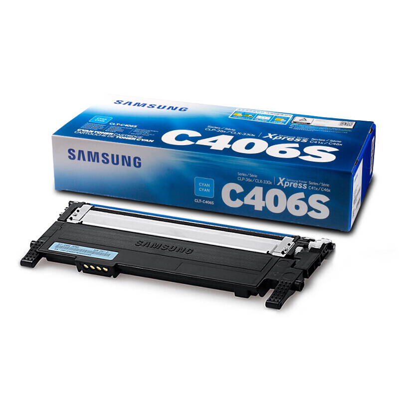 三星(SAMSUNG)CLT-C406S/XIL青色原装硒鼓 型号：CLT-C406S/适用CLP-366/366w CLX-3306/3306W/3306FNSL-C410W/C460W/C460FW/颜色：彩色鼓粉分离粉盒青色