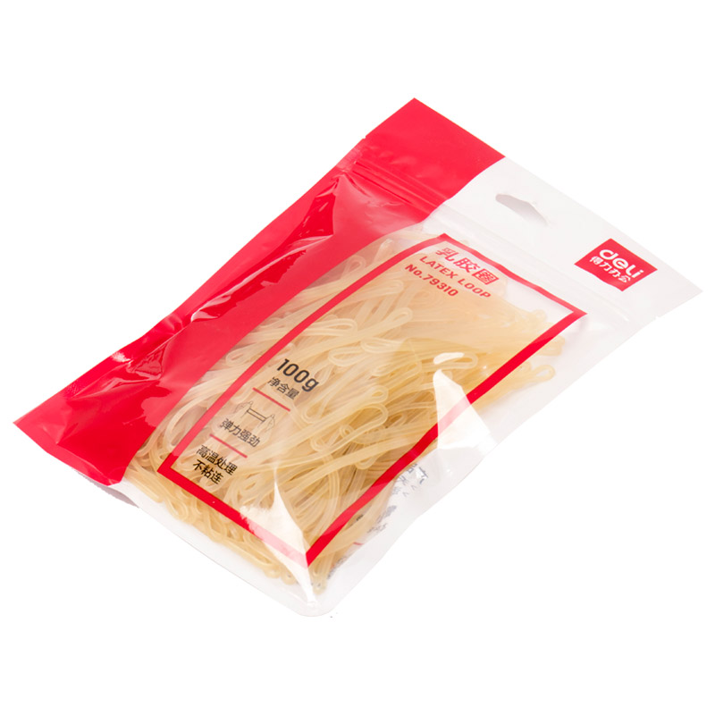 得力79310乳胶圈 橡皮筋办公财务用强韧性牢固长久耐用大容量袋装